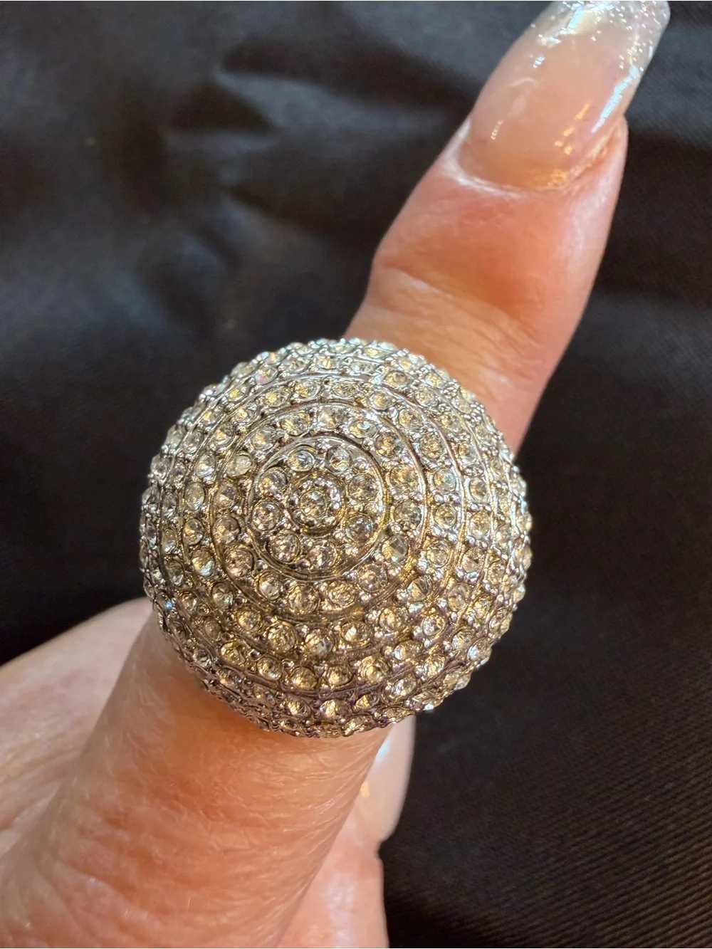 Park Lane Exquisite Ring 10328 Crystal Dome Statement Ring Silver Tone